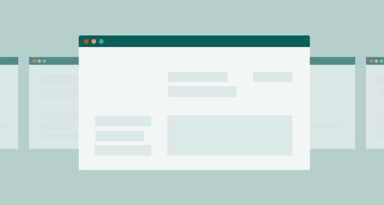 an illustration of a browser window in a light green hue overlaid on top of several smaller browser windows.