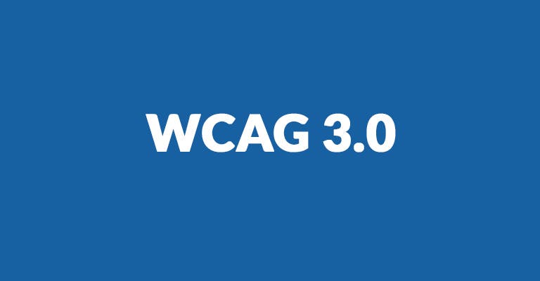 white WCAG 3.0 text on a blue background