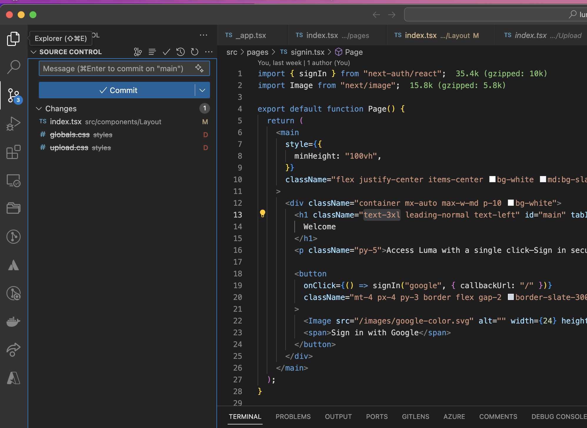 Visual studio code showing deleted files strikethrough names in the source control panel